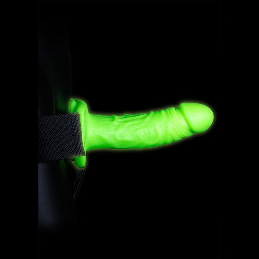 OUCH! Glow In The Dark Realistic 18 cm Strap-on Harness - Glow in Dark 18 cm Strap-On
