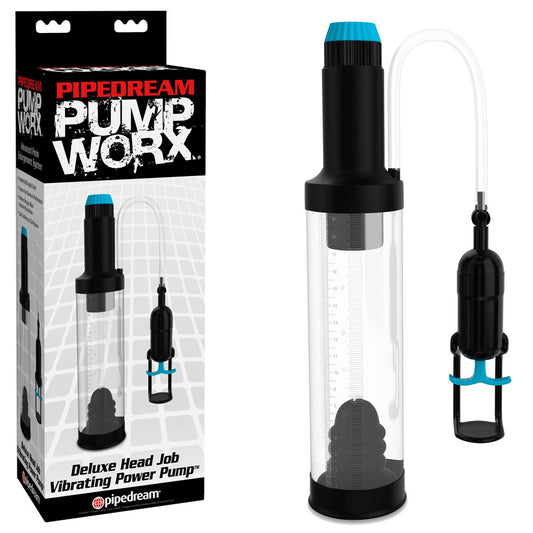 Pump Worx Deluxe Head Job Vibrating Power Pump - Black Vibrating Penis Pump