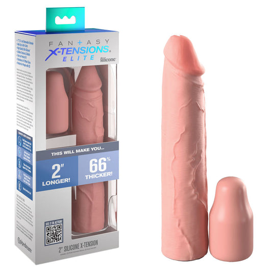 Fantasy X-Tensions Elite 2'' Silicone Extension - Flesh - Flesh 5.1 cm Penis Extender Sleeve