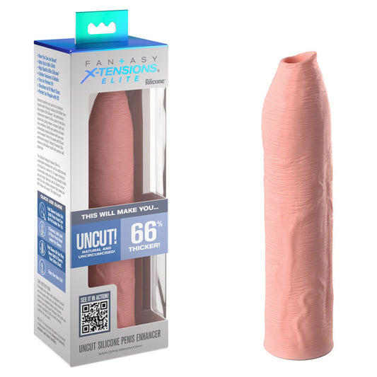 Fantasy X-Tensions Elite Uncut Silicone Penis Enhancer - Flesh - Flesh 17.8 cm Penis Sleeve