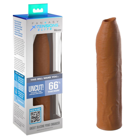 Fantasy X-Tensions Elite Uncut Silicone Penis Enhancer - Tan - Tan 17.8 cm Penis Sleeve