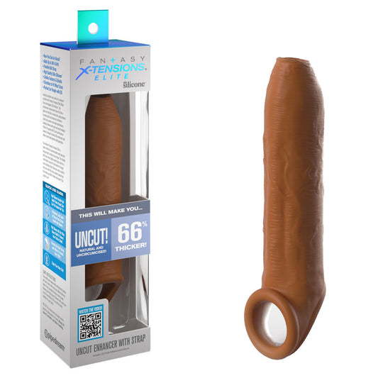 Fantasy X-Tensions Elite Uncut Enhancer with Strap - Tan - Tan 17.8 cm Penis Extender Sleeve