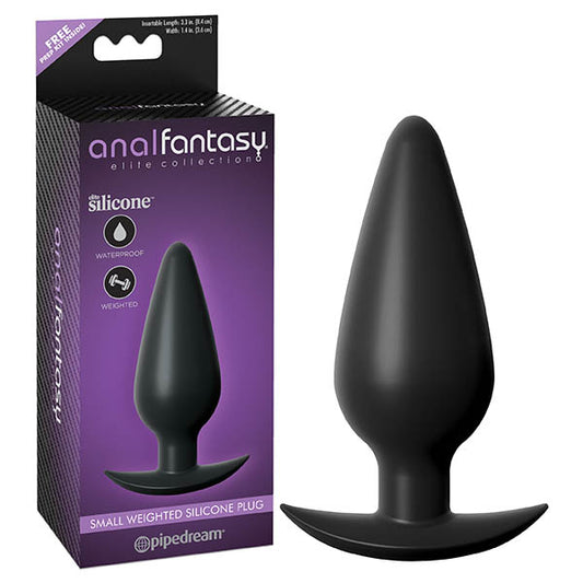 Anal Fantasy Elite Collection Small Weighted Silicone Plug - Black 10.4 cm (4.1'') Butt Plug