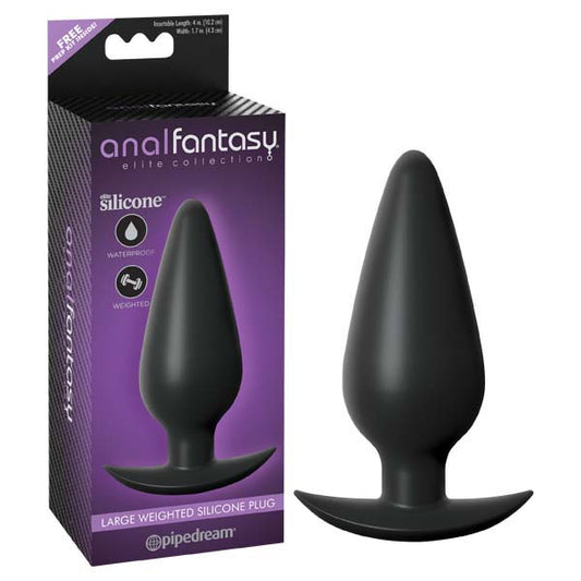 Anal Fantasy Elite Collection Large Weighted Silicone Plug - Black 11.9 cm (4.7'') Butt Plug
