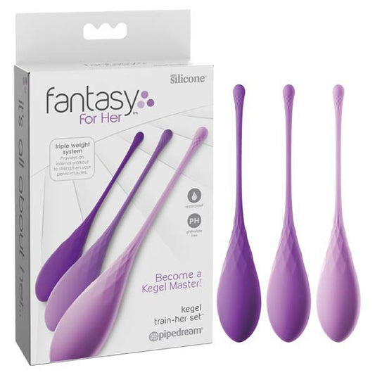 Fantasy For Her Kegel Train-Her Set - Purple Weighted Kegel Trainers - Set of 3 Sizes