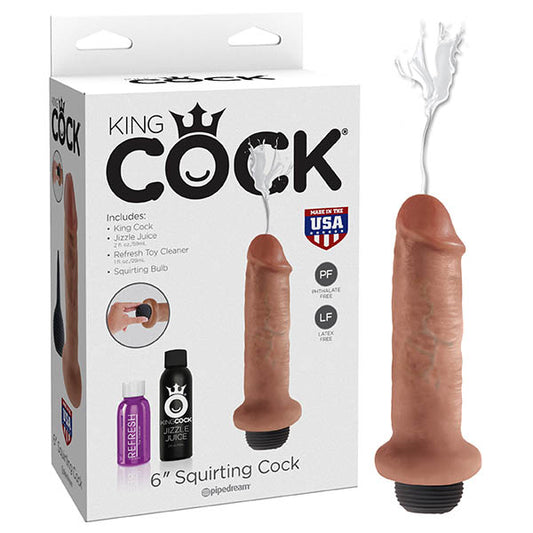 King Cock 6'' Squirting Cock - Tan 15.2 cm Squirting Dong