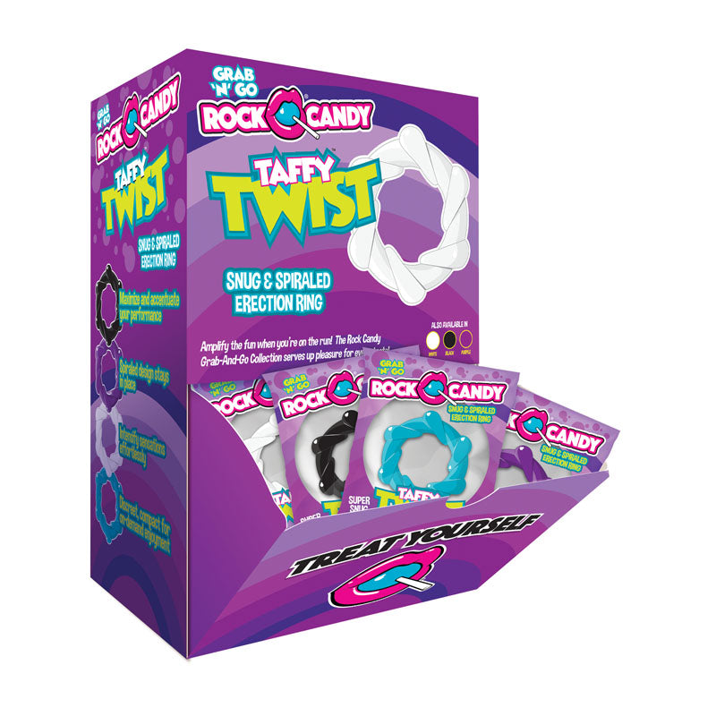 Rock Candy Taffy Twist - Display - Coloured Cock Rings - Counter Display of 24