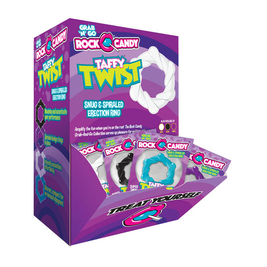 Rock Candy Taffy Twist  - Display - Coloured Cock Rings - Counter Display of 24