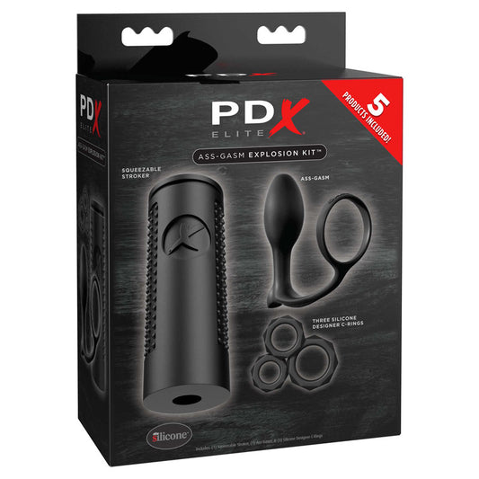 PDX Elite Ass-Gasm Explosion Kit - Black Male Kit - 8 Piece Set