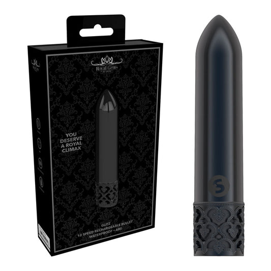 ROYAL GEMS Glitz - ABS Rechargeable Bullet - Gunmetal 8.8 cm USB Rechargeable Bullet