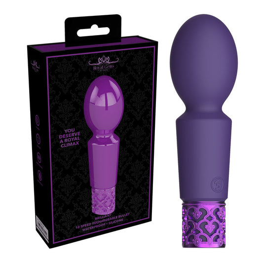 ROYAL GEMS Brilliant - Silicone Rechargeable Bullet - Purple 12 cm USB Rechargeable Mini Massager Wand