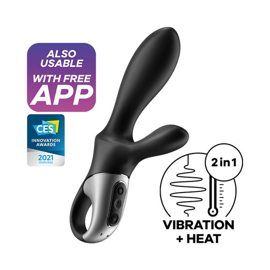 Satisfyer Heat Climax + - Black USB Rechargeable Heating Anal Vibrator with App Control