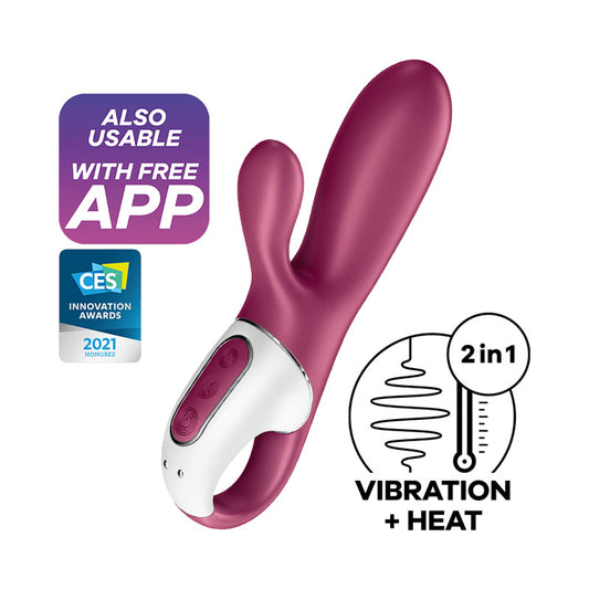 Satisfyer Hot Bunny - Red USB Rechargeable Heating Rabbit Vibrator with App Control