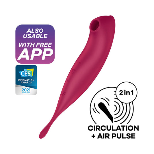 Satisfyer Twirling Pro+ - Dark Red USB Rechargeable Air Pulse & Point Clitoral Stimulator with App Control