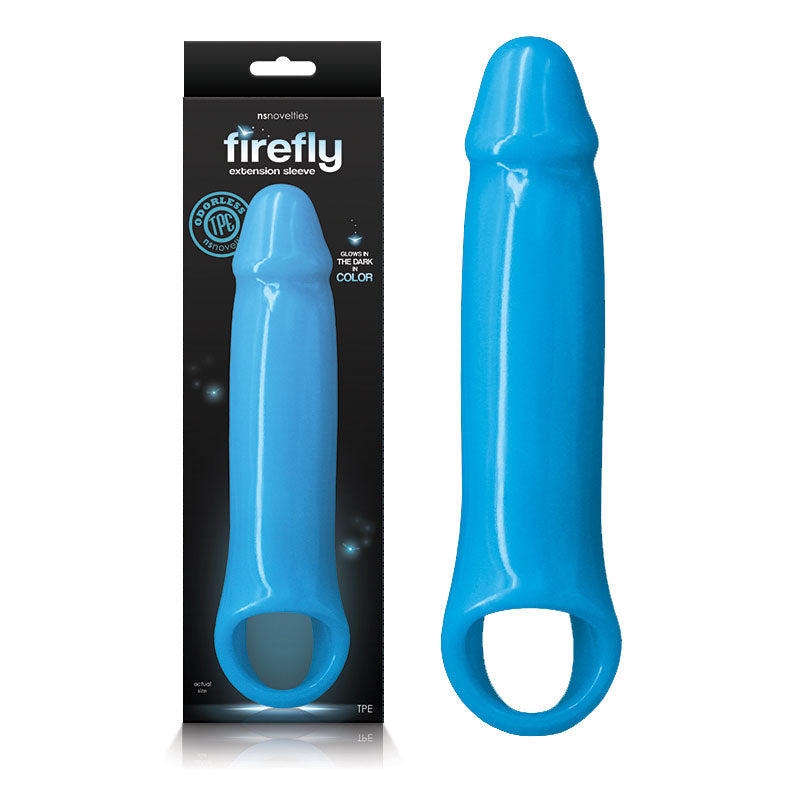 Firefly - Fantasy Extenstion - Glow in Dark Blue Large Penis Pextension Sleeve