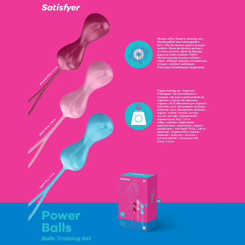Satisfyer Power Balls - Coloured Weighted Kegel Balls - Set of 3